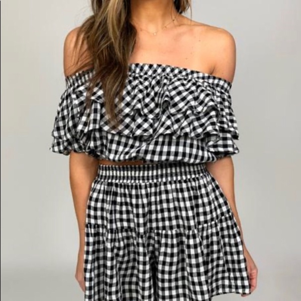 Gingham Off Shoulder Top